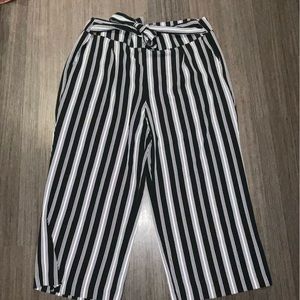 Striped paper bag pants